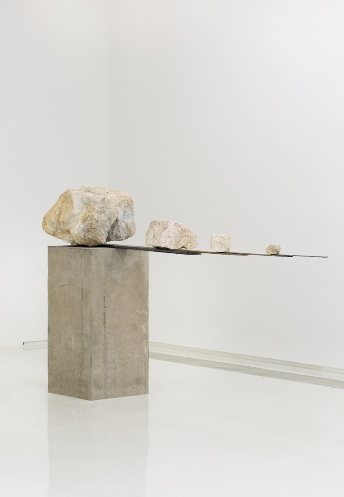 Liao Fei "A Straight Line Extended", Marble, steel plate, concrete base, 275cm x 70cm x 160cm, 2015