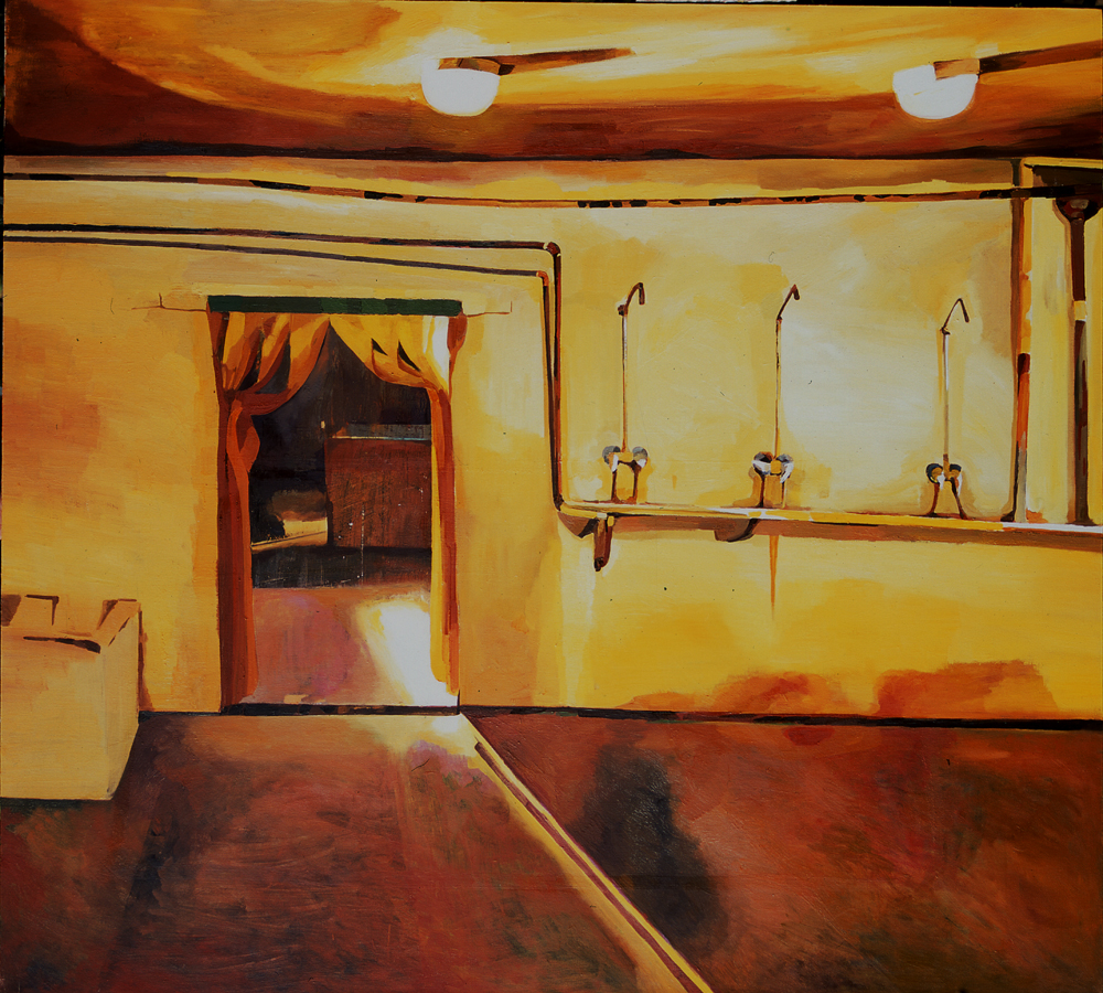 Xiao Jiang "Public bathroom", Oil on Canvas, 200 x180cm 2012, 