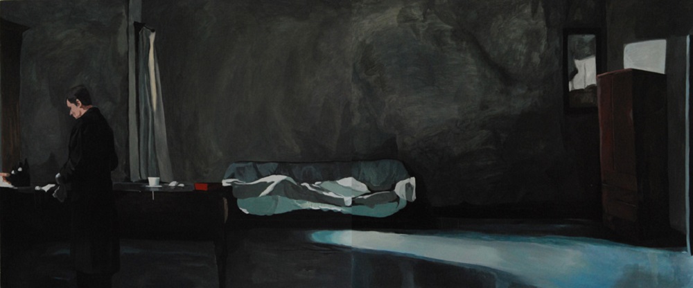 Xiao Jiang "What’s in the room", Acrylic on canvas, 150x360cm, 2009