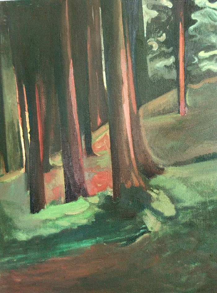 Xiao Jiang "In the forest", Oil on Canvas, 80 x 100 cm, 2015